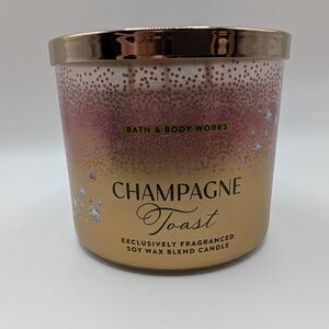 Bath & Body Works 3-Wick Champagne Toast Pink Gold Jewels Candle 14.5 Oz NWT